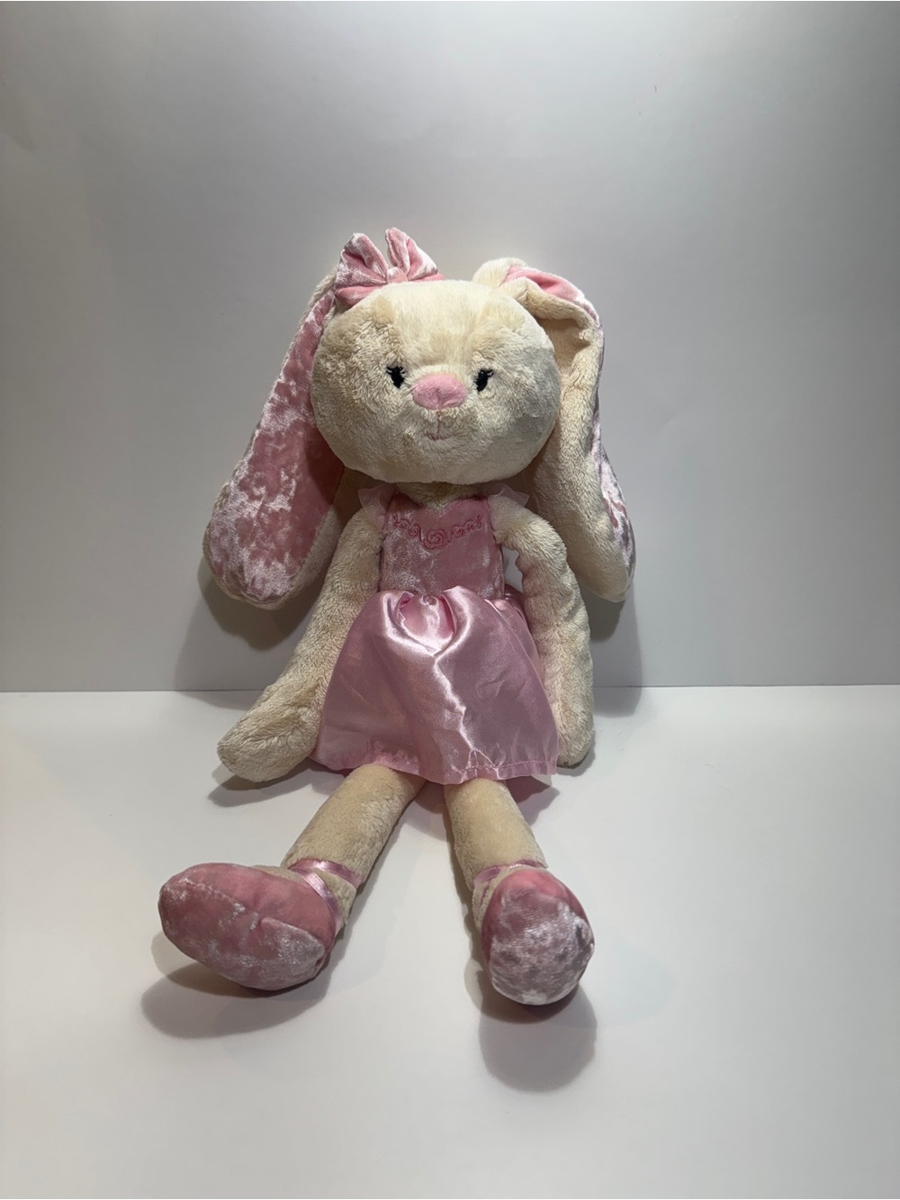 Gund Take-Along Spin Master Pink Dress Curtsy Cream Bunny Plush Stuffed Animal